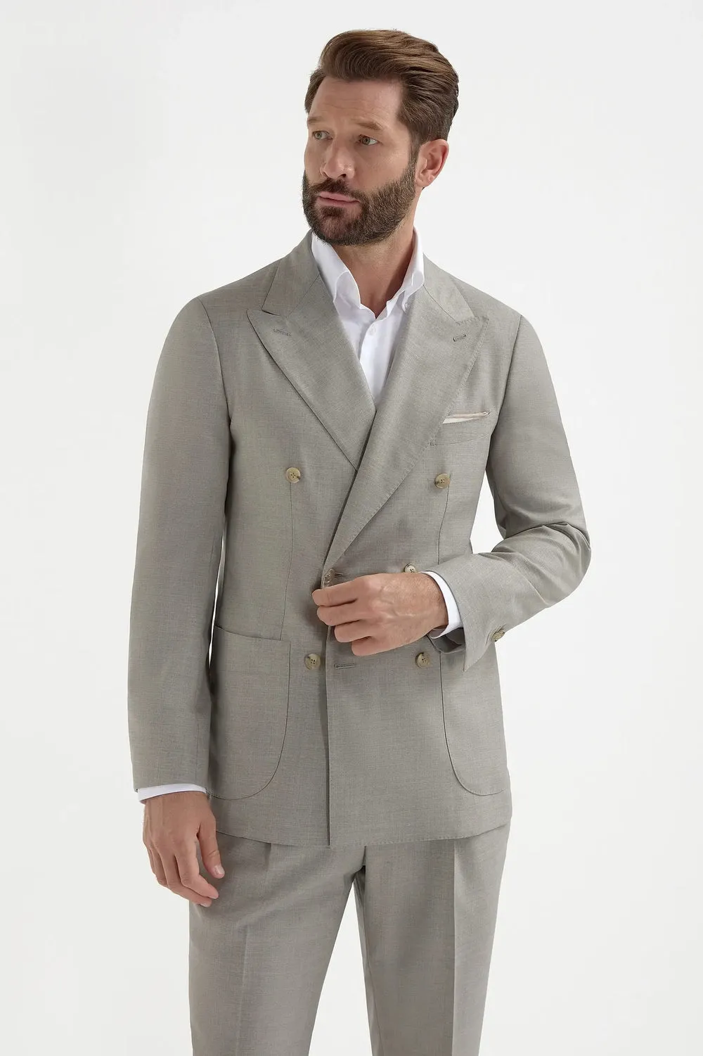 Formal 2 Pieces Mens Suit Flat Peak Lapel Tuxedos For Wedding (Blazer+Pants) sold by Mens Event Wear product image thumbnail 2