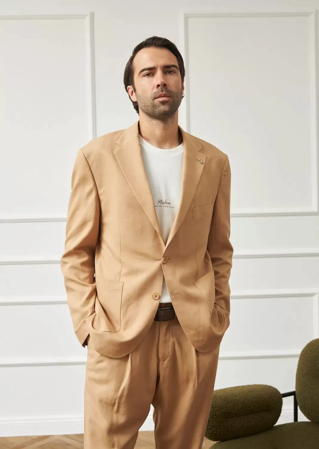 Business 2 Piece Men's Suit Flat Notched Wedding Lapel (Blazer + Pants) sold by Mens Event Wear product image thumbnail 2