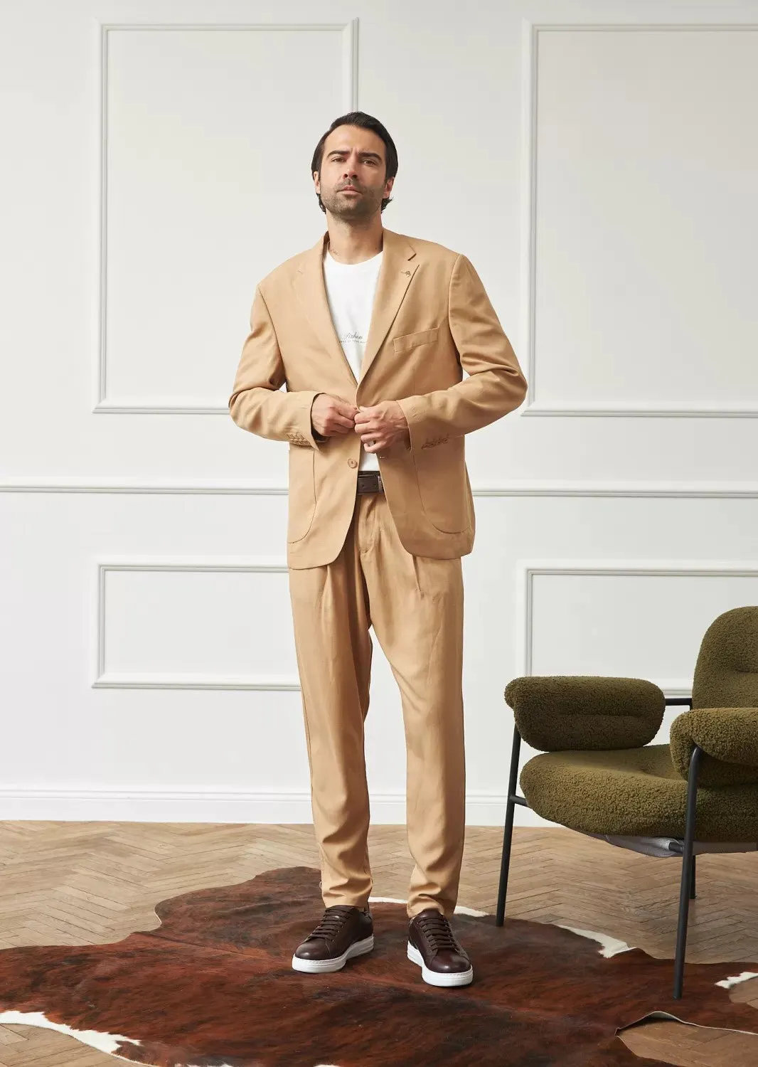 Business 2 Piece Men's Suit Flat Notched Wedding Lapel (Blazer + Pants) sold by Mens Event Wear product image thumbnail 5