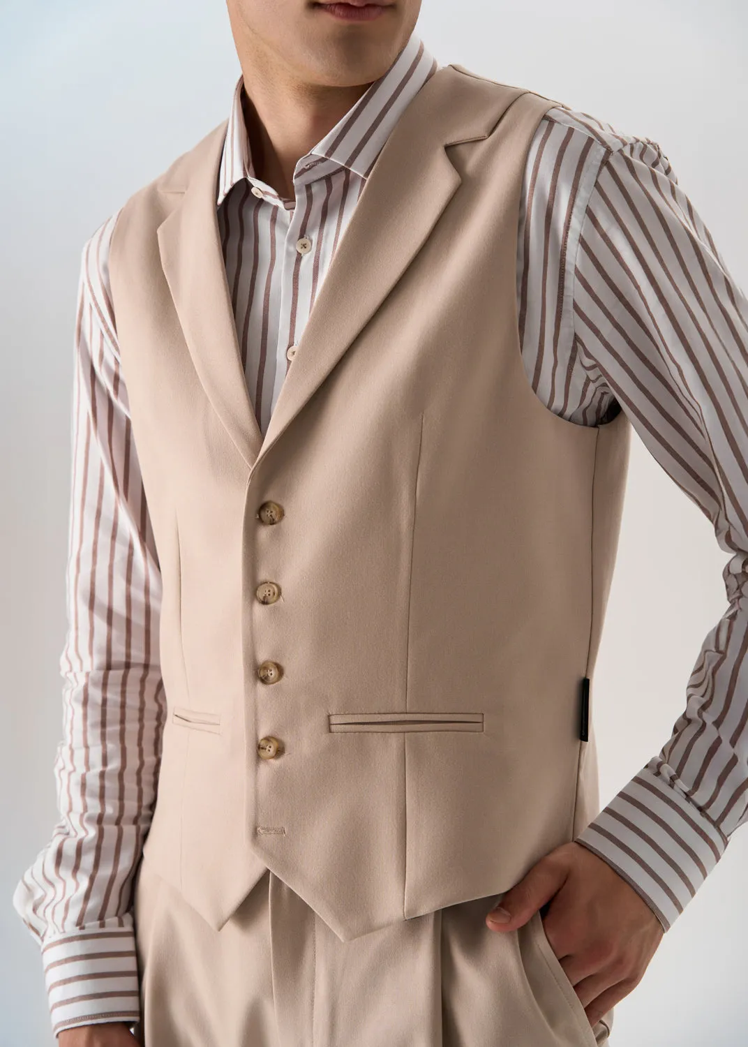 Fashion 2 Pieces Mens Suit Flat Notch Lapel Vest Suit For Wedding (Vest + Pants) sold by Mens Event Wear product image thumbnail 4