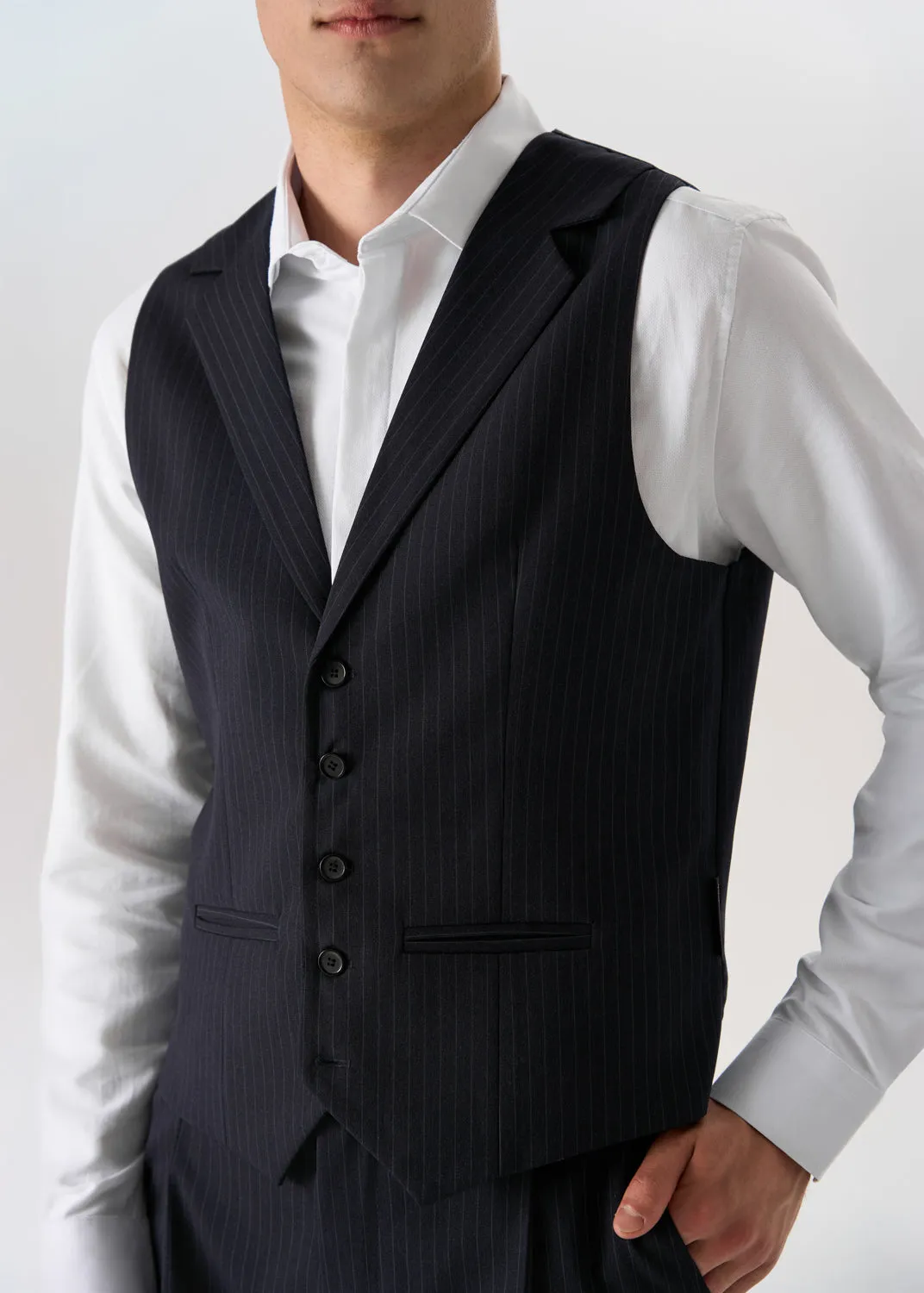 Fashion 2 Pieces Mens Stripe Suit Flat Notch Lapel Vest Suit For Wedding (Vest + Pants) sold by Mens Event Wear product image thumbnail 5