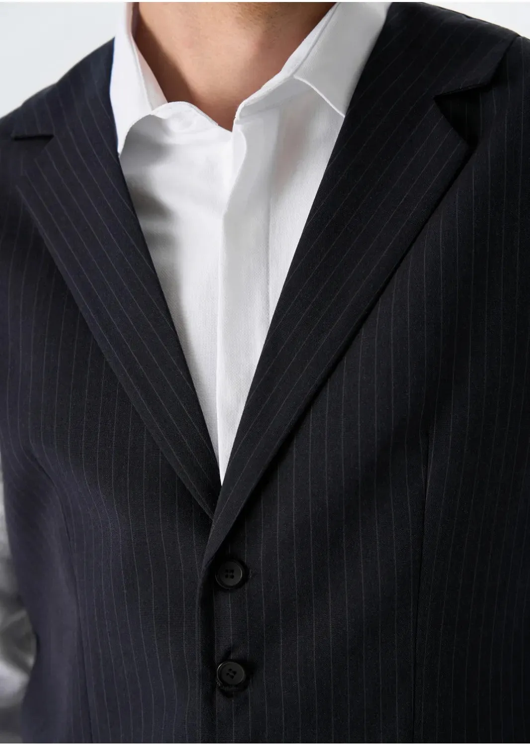 Fashion 2 Pieces Mens Stripe Suit Flat Notch Lapel Vest Suit For Wedding (Vest + Pants) sold by Mens Event Wear product image thumbnail 4