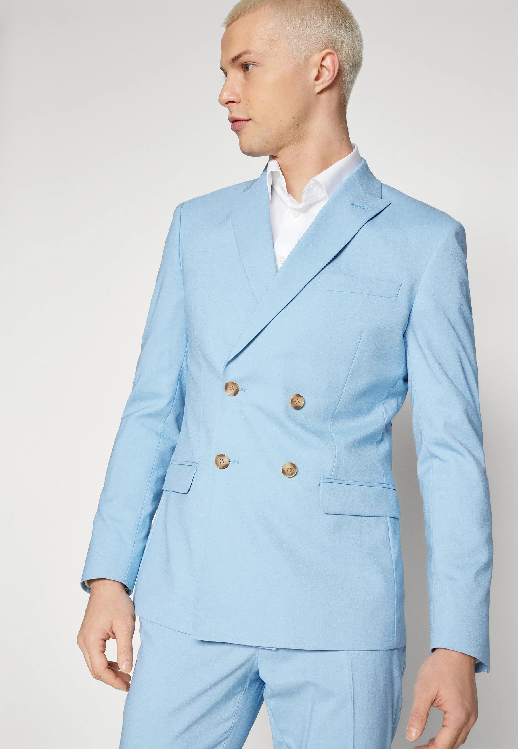 Menseventwear Formal 2 Pieces Mens Suit Flat Peak Lapel Suits For Wedding (Blazer+Pants) sold by Mens Event Wear product image thumbnail 4