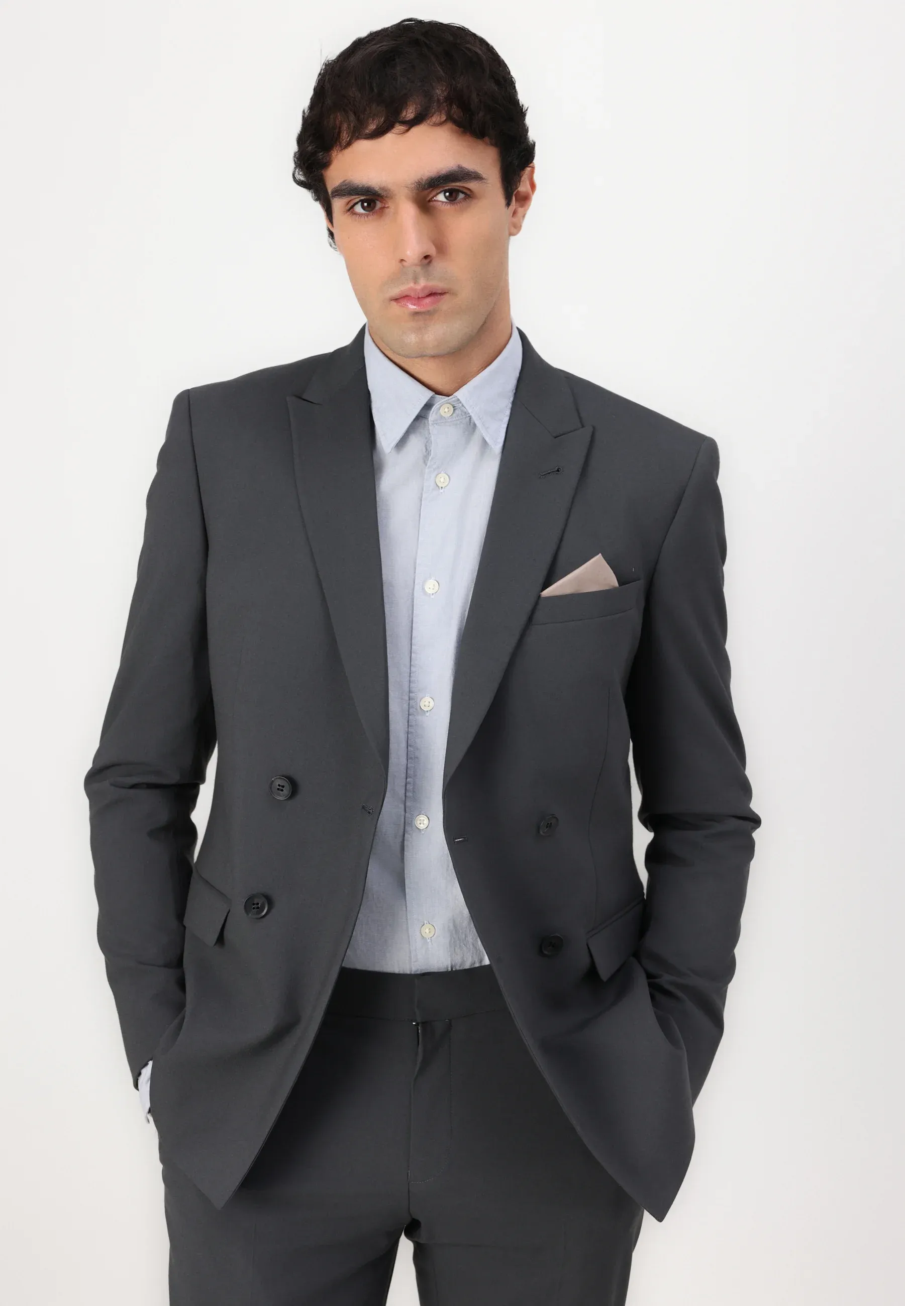 Formal 2 Pieces Mens Suit Flat Peak Lapel Tuxedos For Wedding (Blazer+Pants) sold by Mens Event Wear product image thumbnail 5