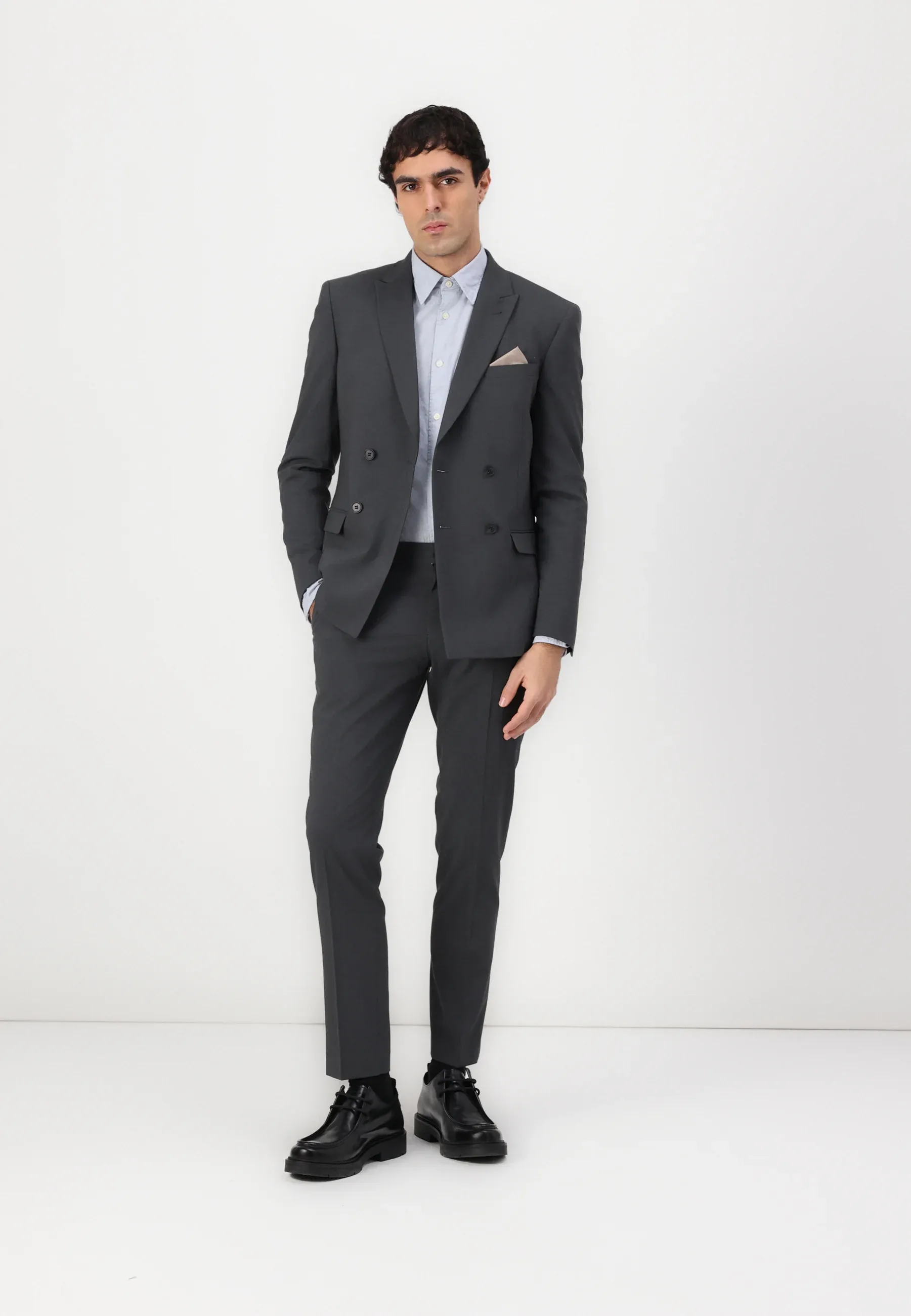 Formal 2 Pieces Mens Suit Flat Peak Lapel Tuxedos For Wedding (Blazer+Pants) sold by Mens Event Wear product image thumbnail 4