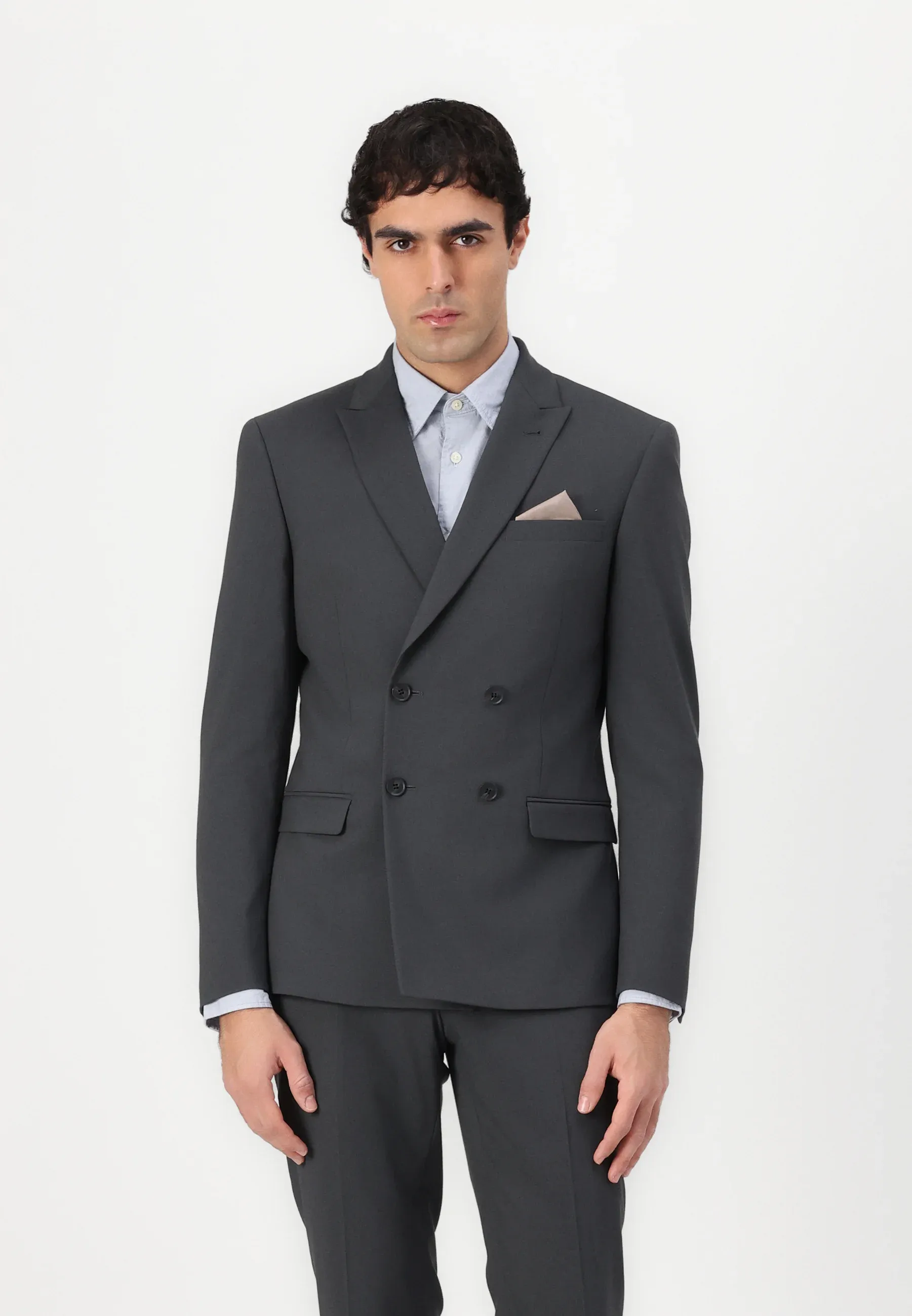 Formal 2 Pieces Mens Suit Flat Peak Lapel Tuxedos For Wedding (Blazer+Pants) sold by Mens Event Wear product image thumbnail 2