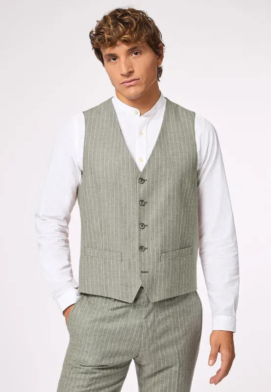 Fashion 2 Pieces Mens Stripe Suit Flat V-Neck Vest Suit For Wedding (Vest + Pants) sold by Mens Event Wear