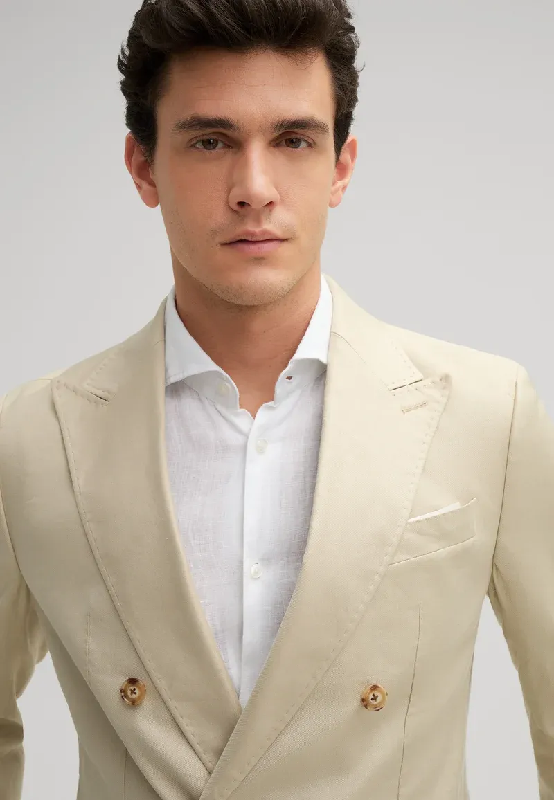 Formal 2 Pieces Mens Suit Flat Peak Lapel Tuxedos For Wedding (Blazer+Pants) sold by Mens Event Wear product image thumbnail 4