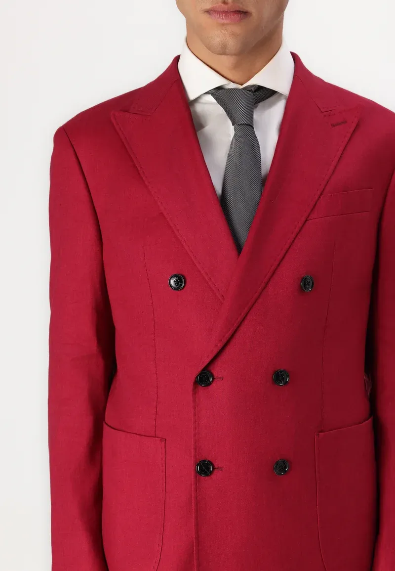 Formal 2 Pieces Mens Suit Flat Peak Lapel Tuxedos For Wedding (Blazer+Pants) sold by Mens Event Wear product image thumbnail 2