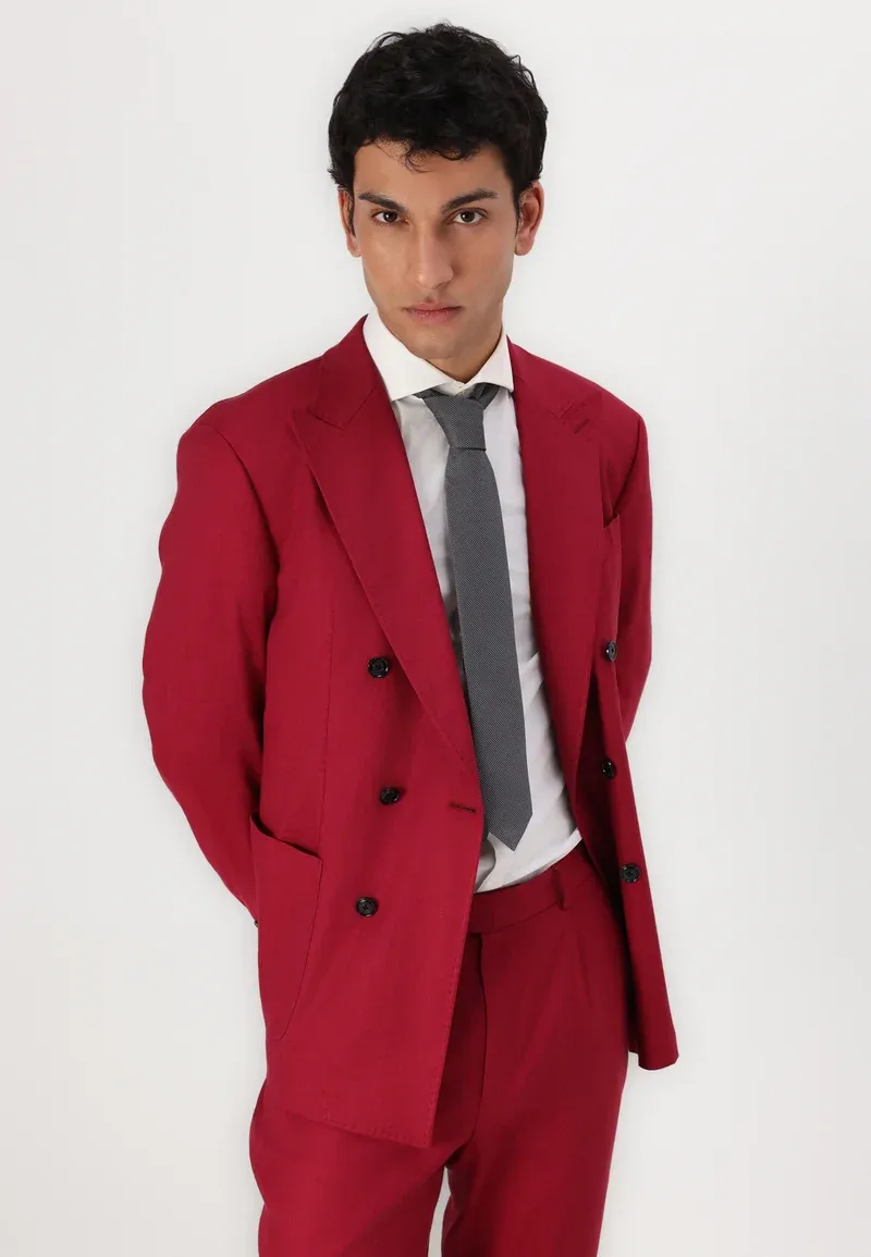 Formal 2 Pieces Mens Suit Flat Peak Lapel Tuxedos For Wedding (Blazer+Pants) sold by Mens Event Wear product image thumbnail 4