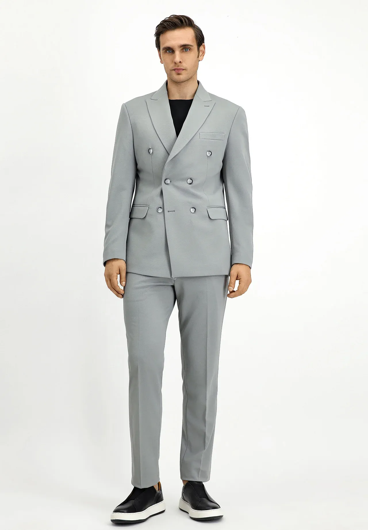 Formal 2 Pieces Mens Suit Flat Peak Lapel Tuxedos For Wedding (Blazer+Pants) sold by Mens Event Wear product image thumbnail 2