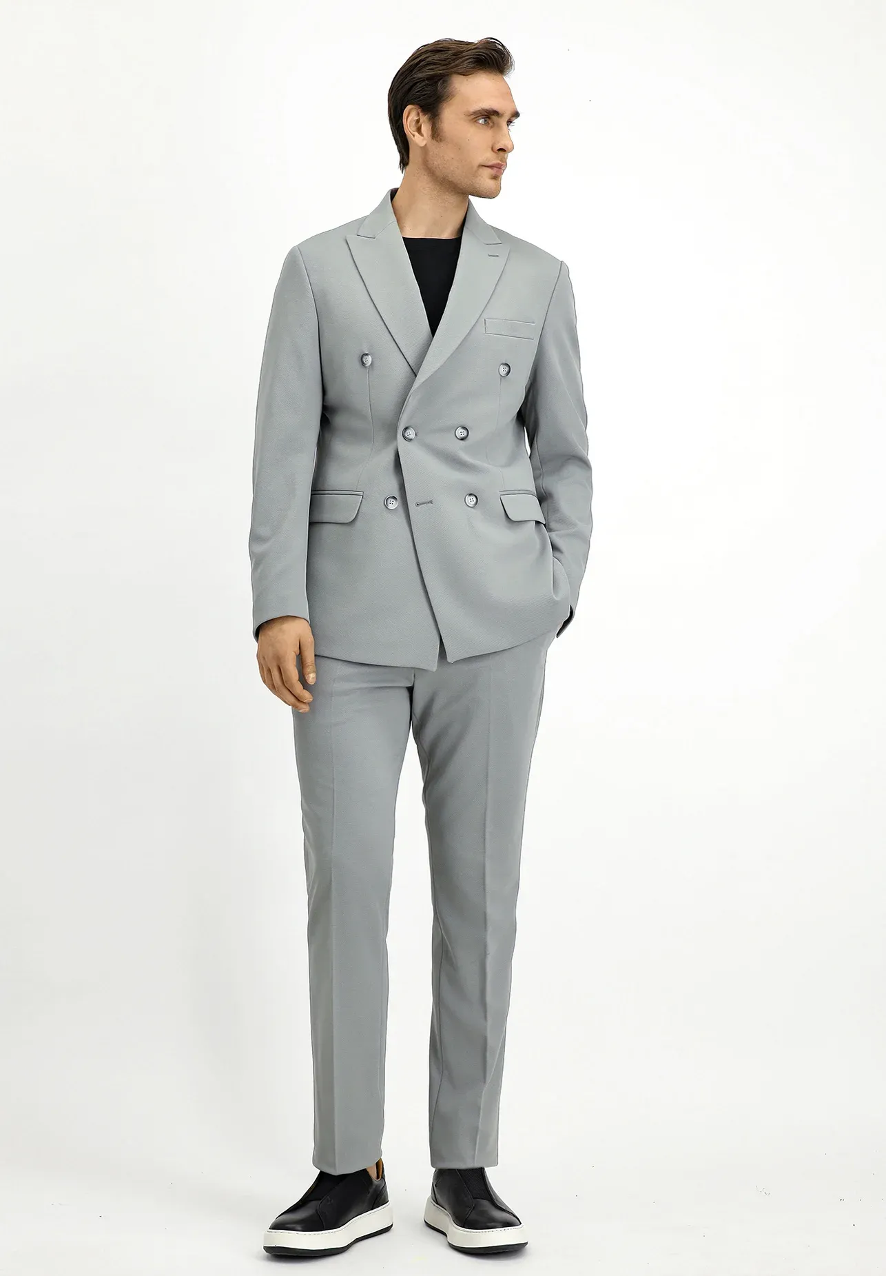 Formal 2 Pieces Mens Suit Flat Peak Lapel Tuxedos For Wedding (Blazer+Pants) sold by Mens Event Wear