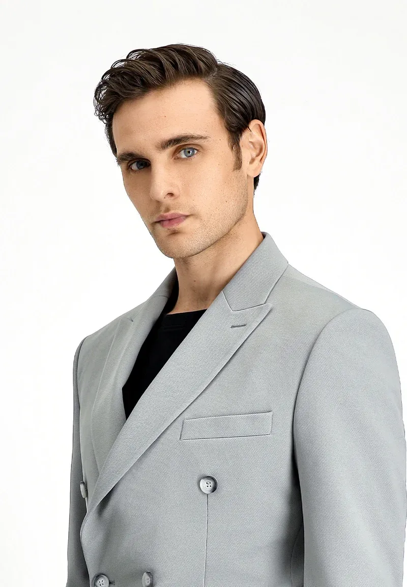 Formal 2 Pieces Mens Suit Flat Peak Lapel Tuxedos For Wedding (Blazer+Pants) sold by Mens Event Wear product image thumbnail 5