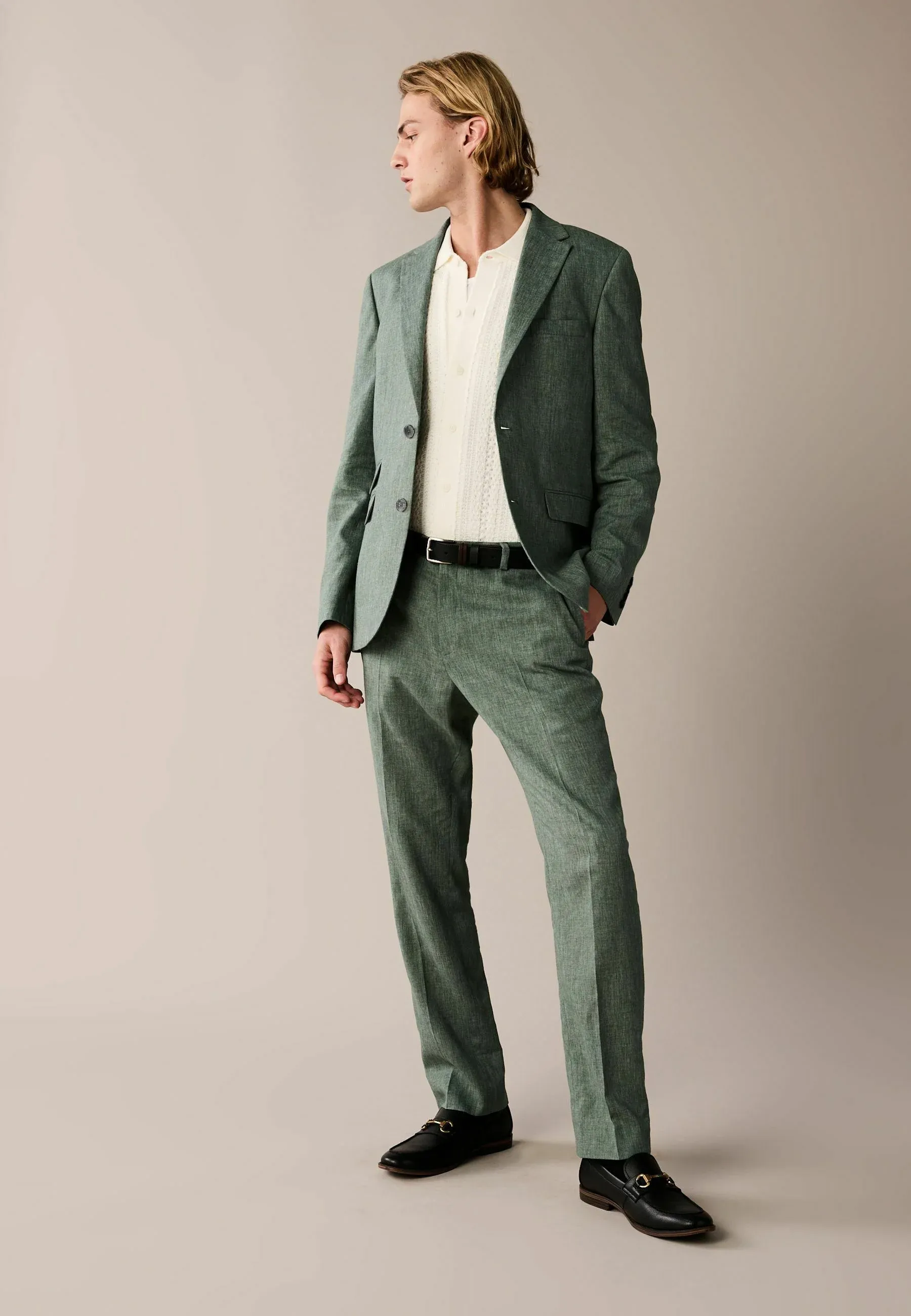 Casual 2 Piece Men's Suit Flat Notched Wedding Lapel (Blazer + Pants) sold by Mens Event Wear