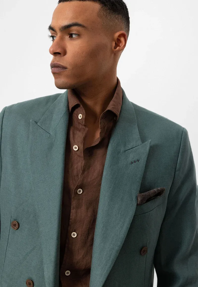 Formal 2 Pieces Mens Suit Flat Peak Lapel Tuxedos For Wedding (Blazer+Pants) sold by Mens Event Wear product image thumbnail 2