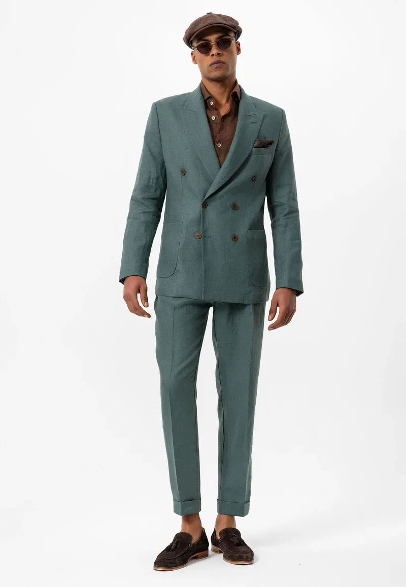 Formal 2 Pieces Mens Suit Flat Peak Lapel Tuxedos For Wedding (Blazer+Pants) sold by Mens Event Wear