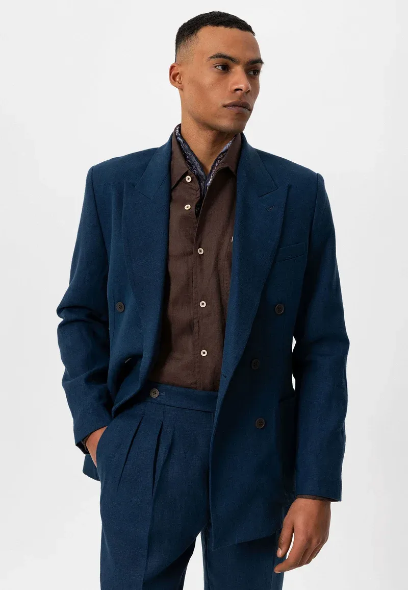 Formal 2 Pieces Mens Suit Flat Peak Lapel Tuxedos For Wedding (Blazer+Pants) sold by Mens Event Wear product image thumbnail 5