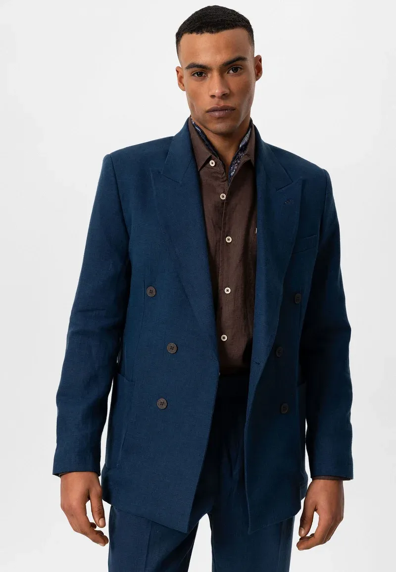 Formal 2 Pieces Mens Suit Flat Peak Lapel Tuxedos For Wedding (Blazer+Pants) sold by Mens Event Wear product image thumbnail 4