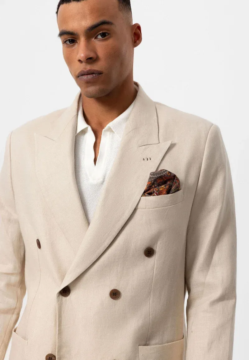 Formal 2 Pieces Mens Suit Flat Linen Peak Lapel Tuxedos For Wedding (Blazer+Pants) sold by Mens Event Wear product image thumbnail 5