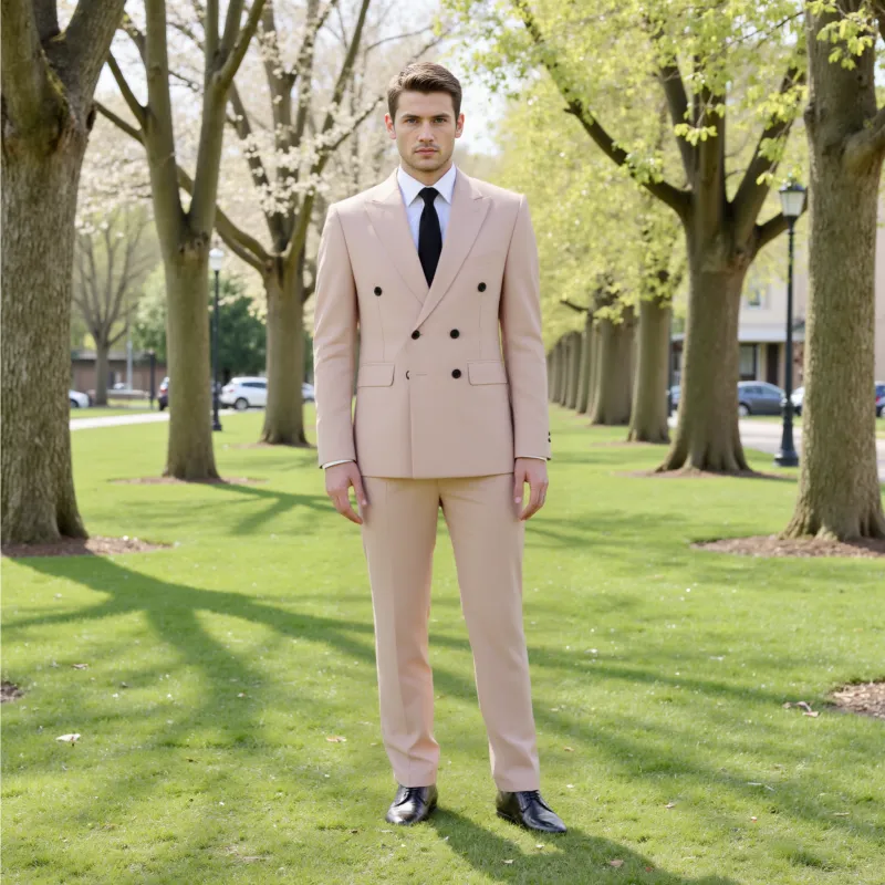 Formal 2 Pieces Mens Suit Flat Peak Lapel Tuxedos For Wedding (Blazer+Pants) sold by Mens Event Wear