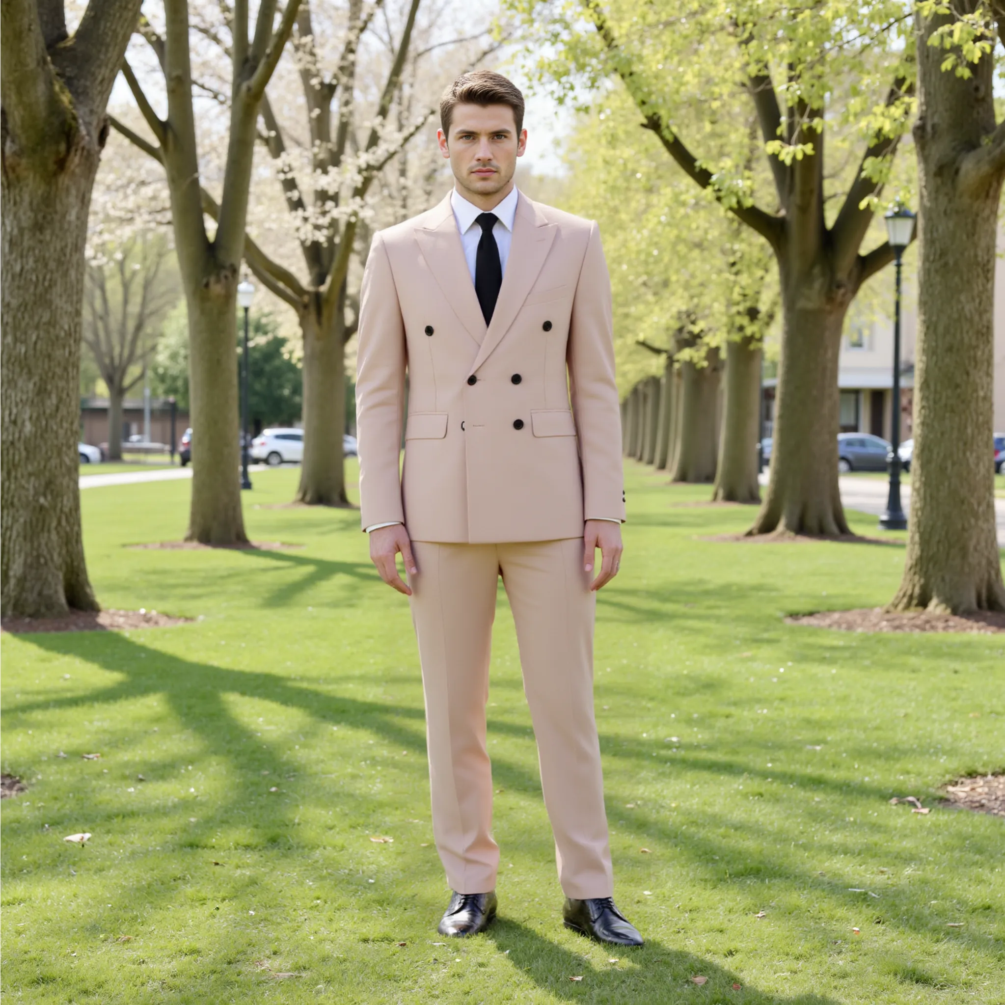 Formal 2 Pieces Mens Suit Flat Peak Lapel Tuxedos For Wedding (Blazer+Pants) sold by Mens Event Wear