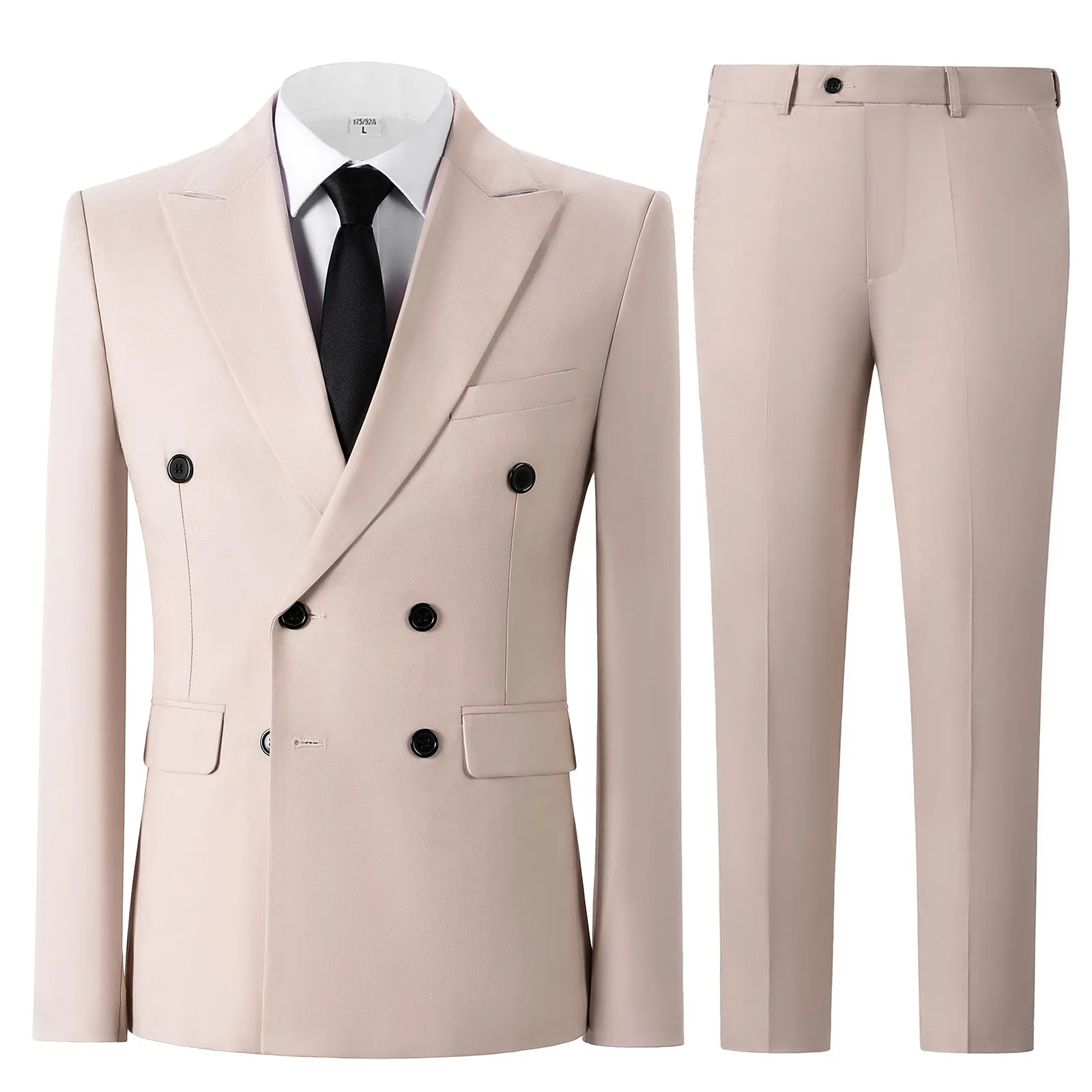 Formal 2 Pieces Mens Suit Flat Peak Lapel Tuxedos For Wedding (Blazer+Pants) sold by Mens Event Wear product image thumbnail 2