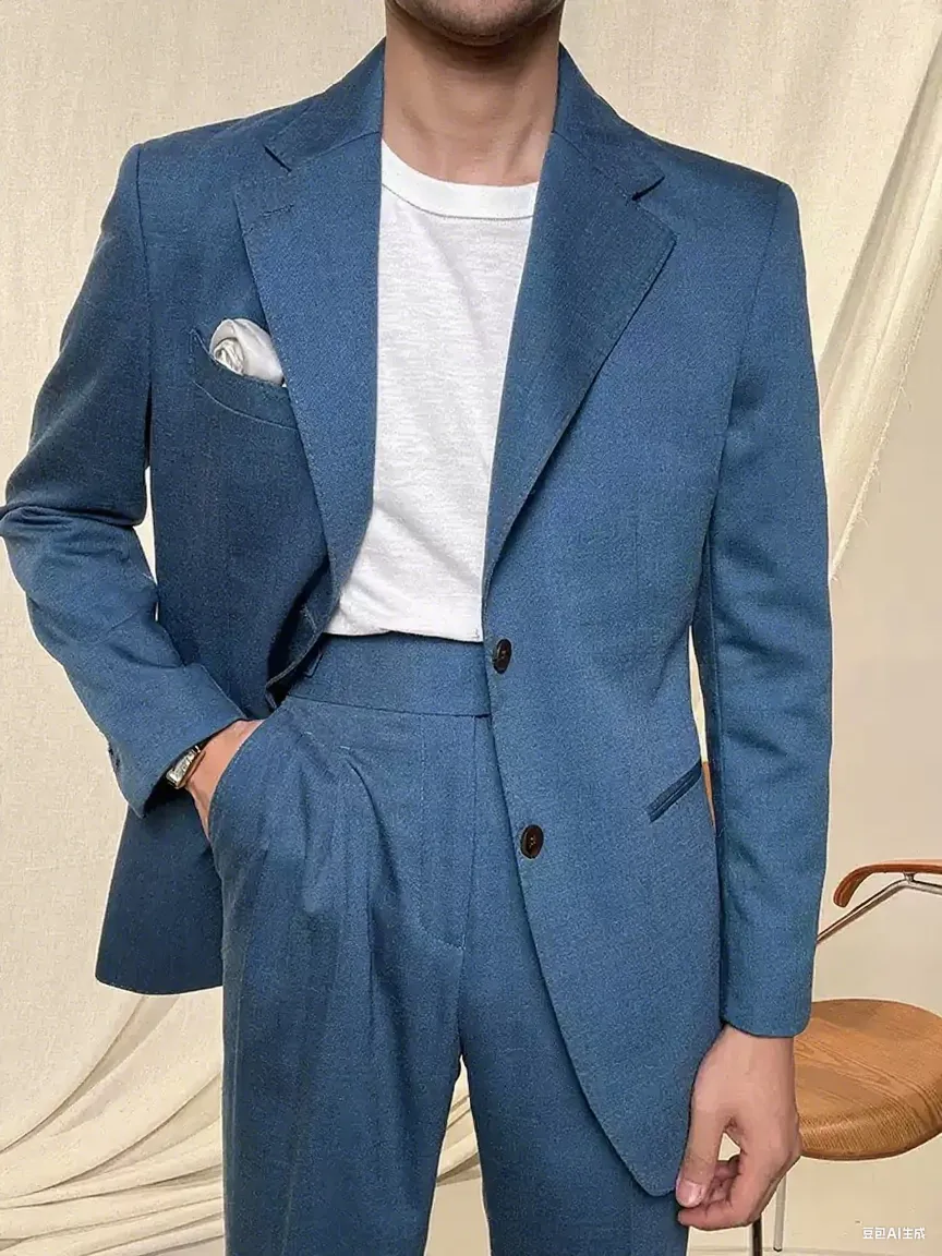 Casual 2 Piece Men's Suit Flat Peak Lapel For Wedding (Blazer + Pants) sold by Mens Event Wear product image thumbnail 5