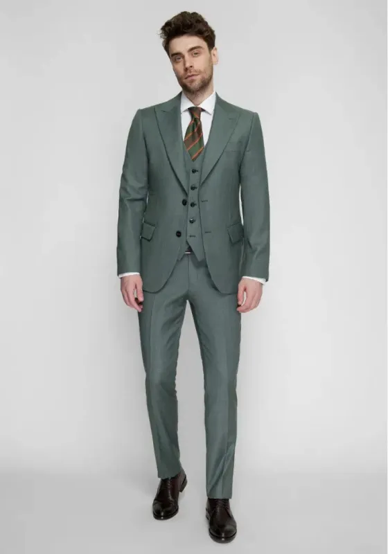 Fashion Men's 3 Pieces Flat Peak Lapel Tuxedos For Party (Blazer+vest+Pants) sold by Mens Event Wear