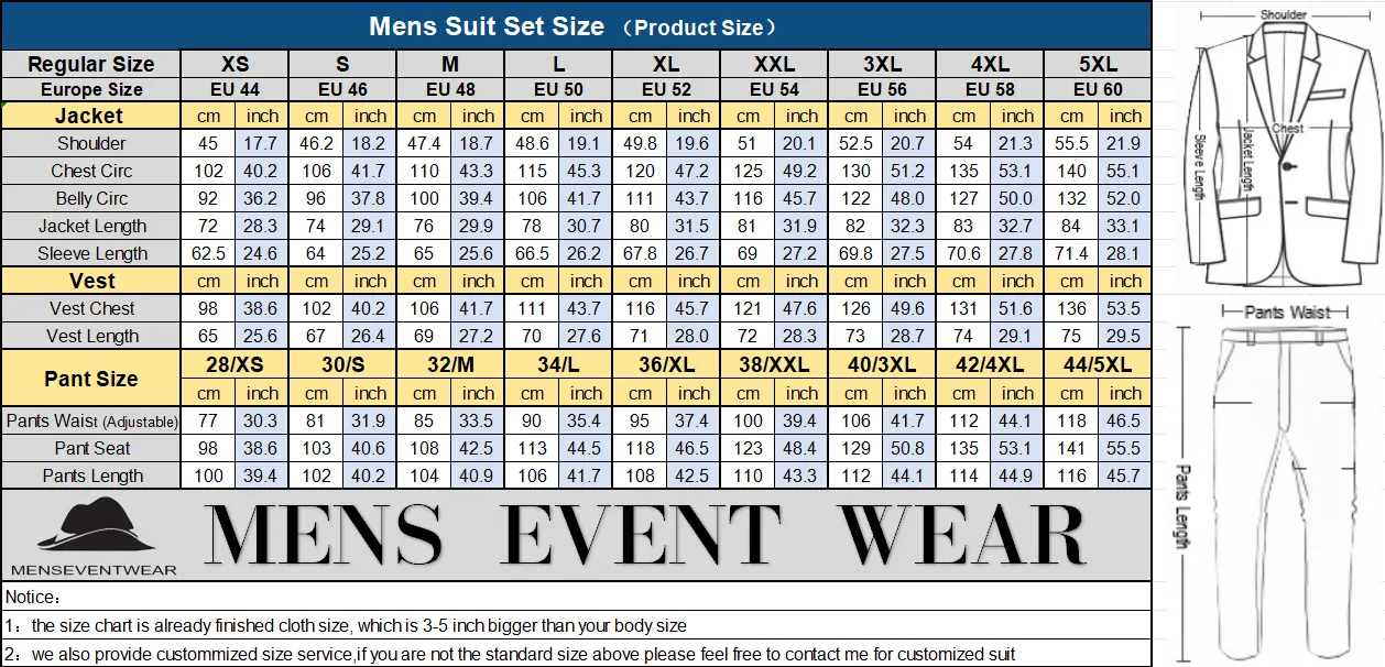 Fashion Men's 3 Pieces Flat Peak Lapel Tuxedos For Party (Blazer+vest+Pants) sold by Mens Event Wear product image thumbnail 4