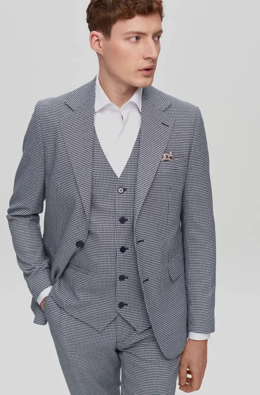 Fashion Men's 3 Pieces Houndstooth Notch Lapel Tuxedos (Blazer+vest+Pants) sold by Mens Event Wear