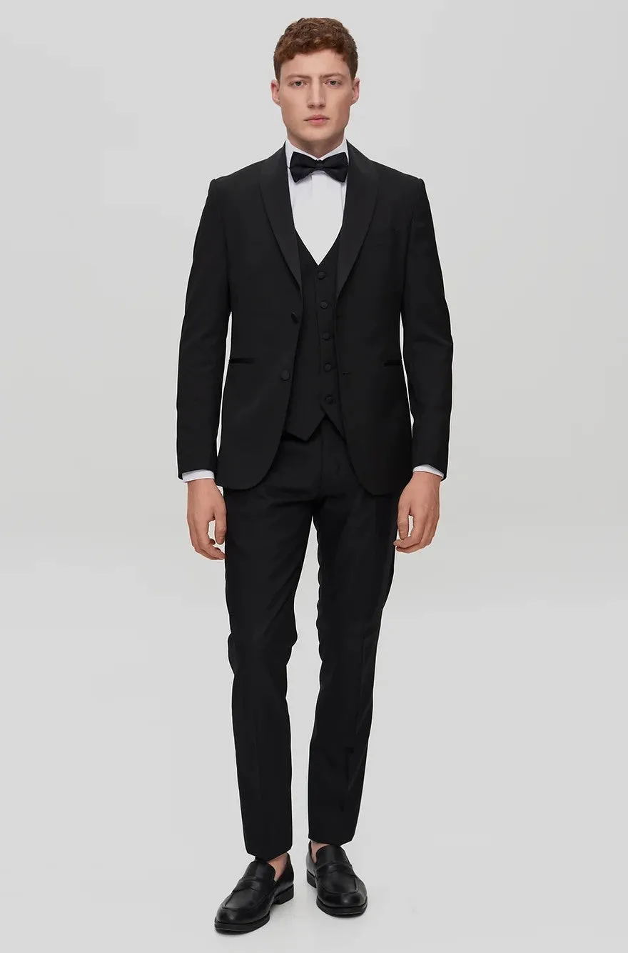 Formal 3 Pieces Mens Suit Flat Shawl Lapel Tuxedos (Blazer+vest+Pants) sold by Mens Event Wear