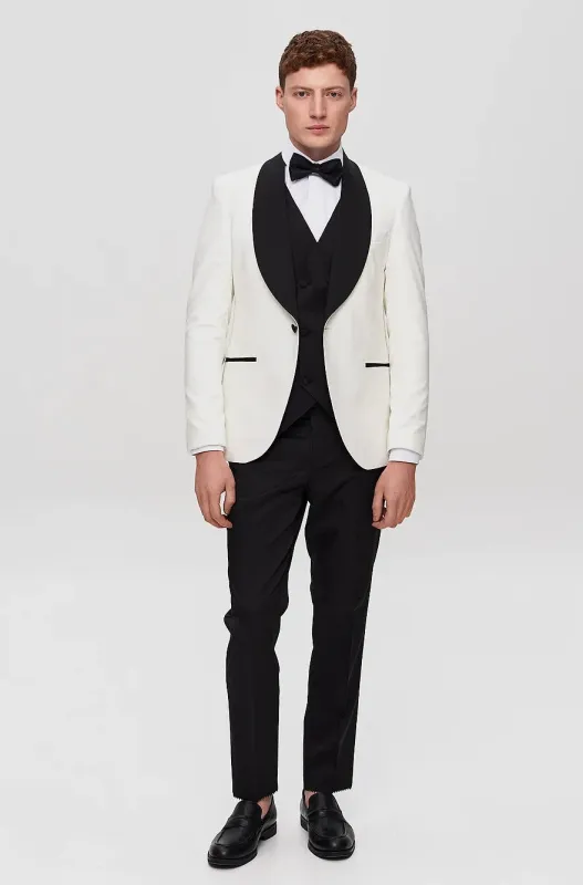 Formal 3 Pieces Mens Suit Flat Shawl Lapel Tuxedos (Blazer+vest+Pants) sold by Mens Event Wear
