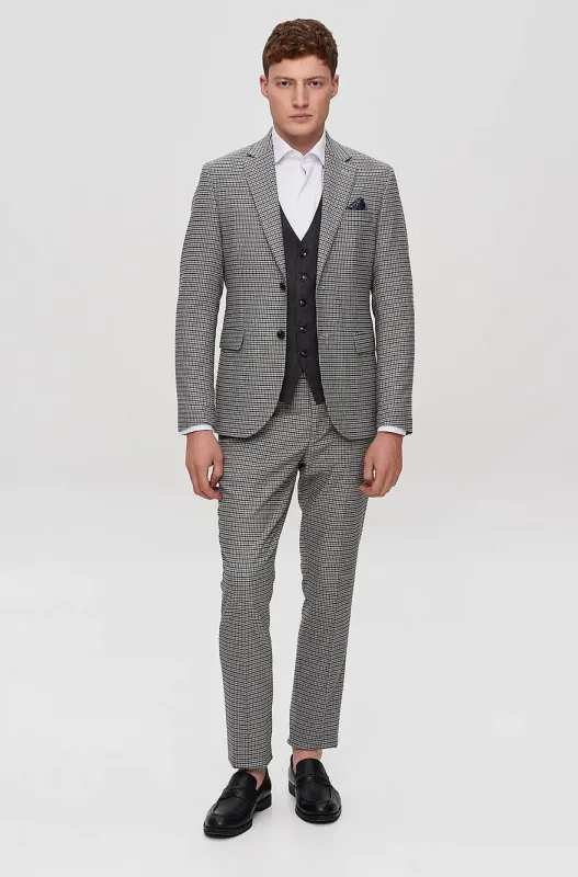Fashion Men's 3 Pieces Houndstooth Notch Lapel Tuxedos (Blazer+vest+Pants) sold by Mens Event Wear