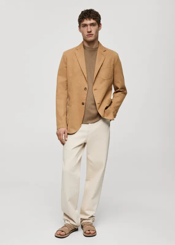 Formal Men's Regular Linen Notch Lapel Blazer for Weddings sold by Mens Event Wear