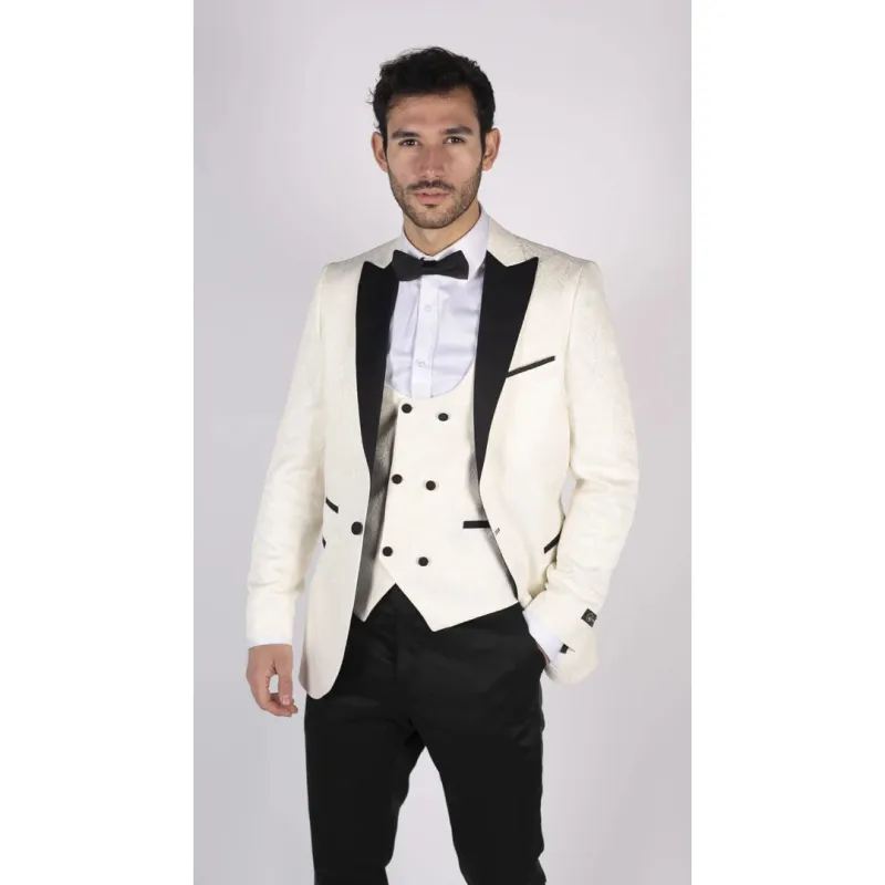 Formal Men's Suits Slim Fit 3 Pieces Peak Lapel Tuxedos (Blazer+Vest+ Pant) sold by Mens Event Wear