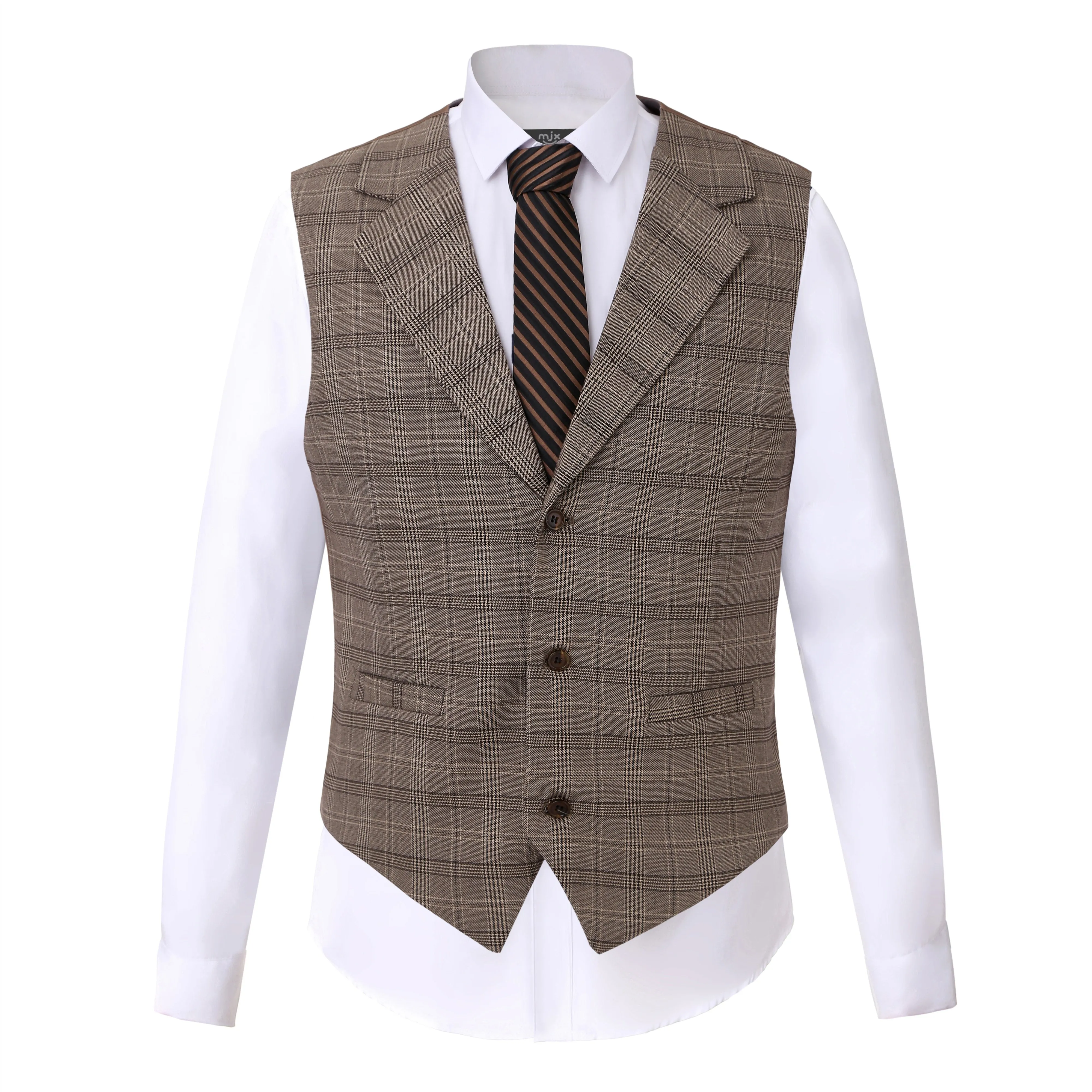 Men's 3 Pieces Formal Plaid Notch Lapel Suit (Blazer+Vest+Pants) sold by Mens Event Wear product image thumbnail 3