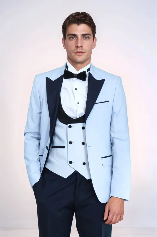 Formal Men's Suits Slim Fit 3 Pieces Peak Lapel Tuxedos For Prom(Blazer+Vest+ Pant) sold by Mens Event Wear