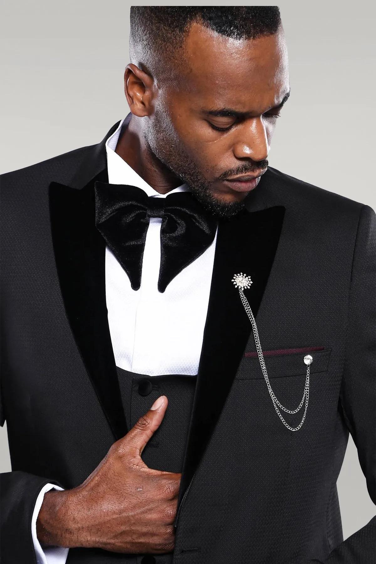 Fashion Men's 3 Pieces Flat Peak Lapel Tuxedos For Party (Blazer+vest+Pants) sold by Mens Event Wear product image thumbnail 2