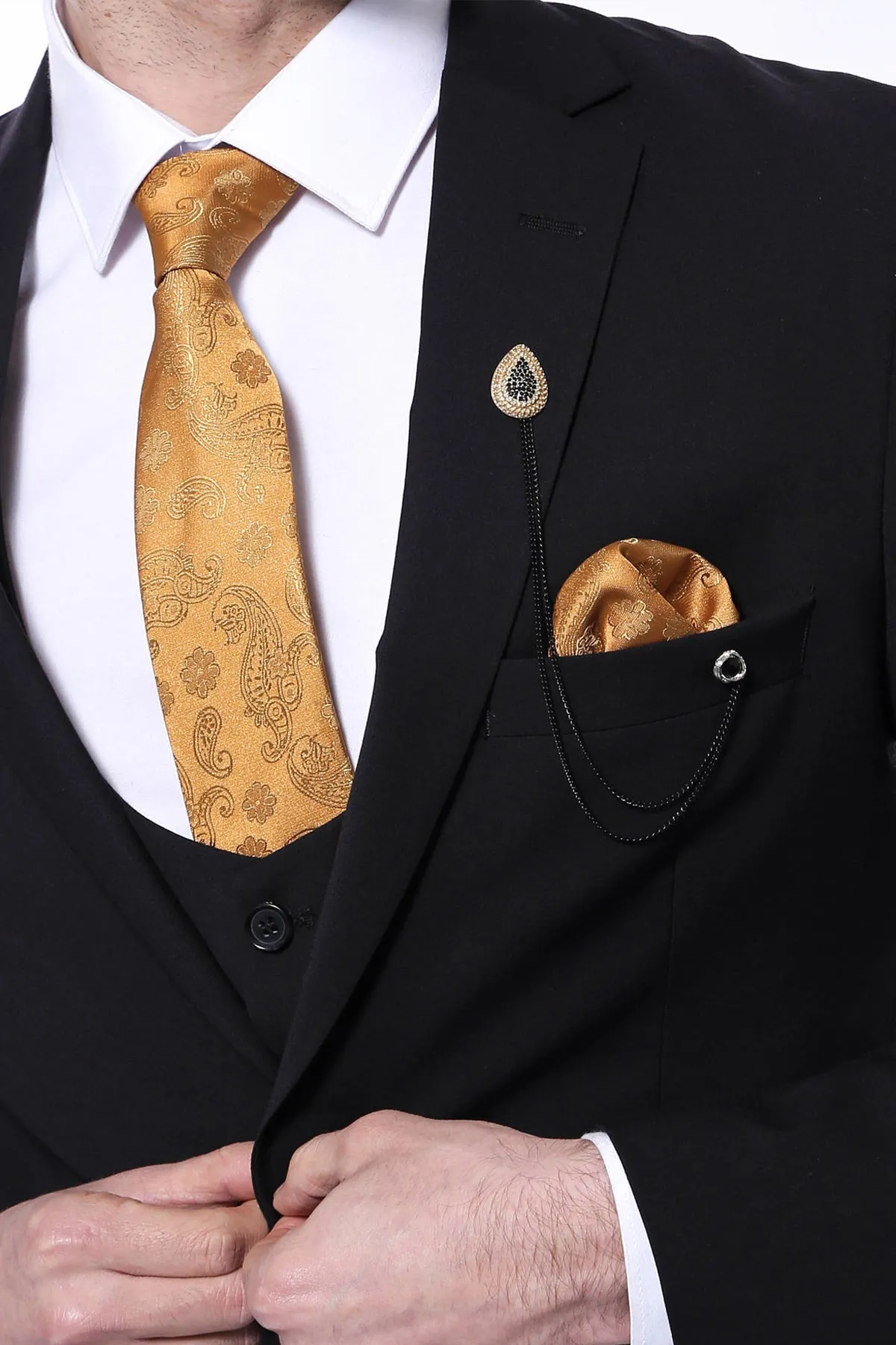 Fashion Men's 3 Pieces Flat Notch Lapel Tuxedos For Party (Blazer+vest+Pants) sold by Mens Event Wear product image thumbnail 2