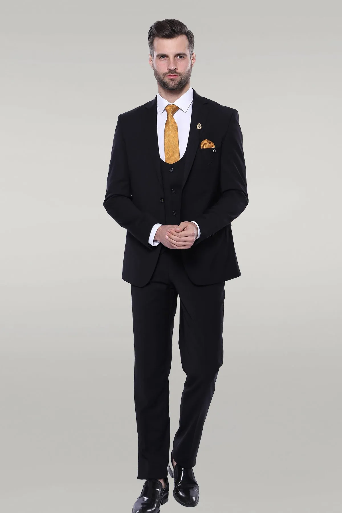 Fashion Men's 3 Pieces Flat Notch Lapel Tuxedos For Party (Blazer+vest+Pants) sold by Mens Event Wear