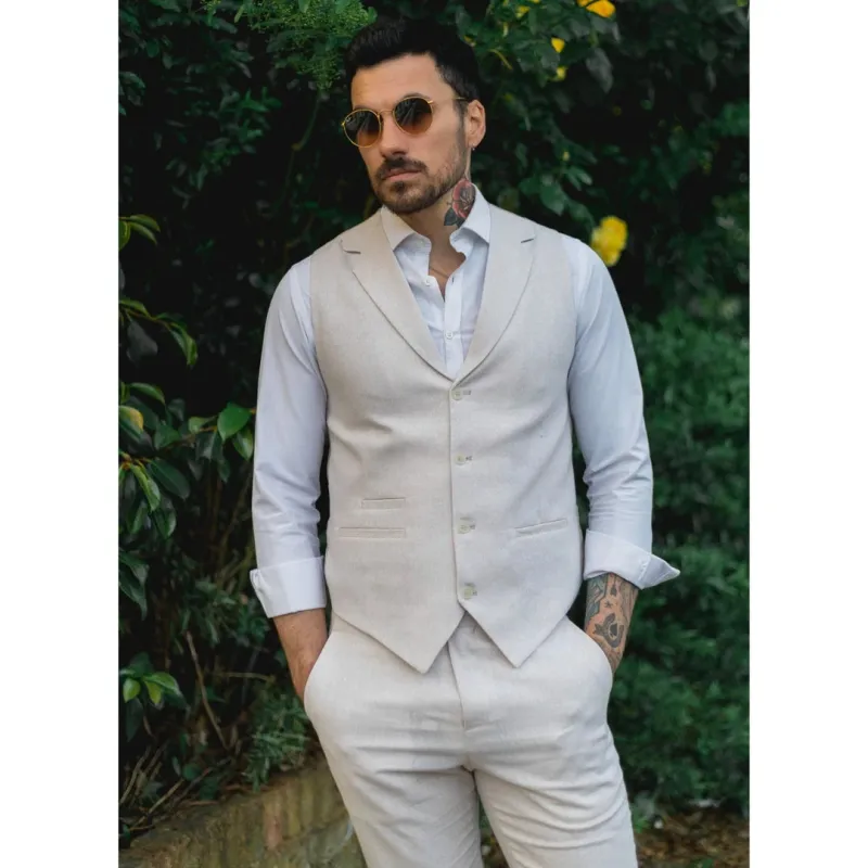 Formal 2 Pieces Mens Suit Flat Linen Notch Lapel Suit(Vest+Pants) sold by Mens Event Wear