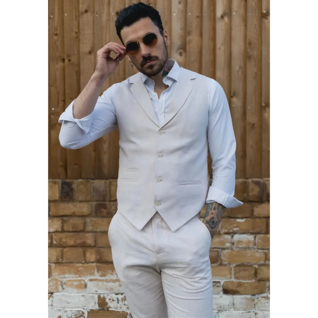 Formal 2 Pieces Mens Suit Flat Linen Notch Lapel Suit(Vest+Pants) sold by Mens Event Wear product image thumbnail 2