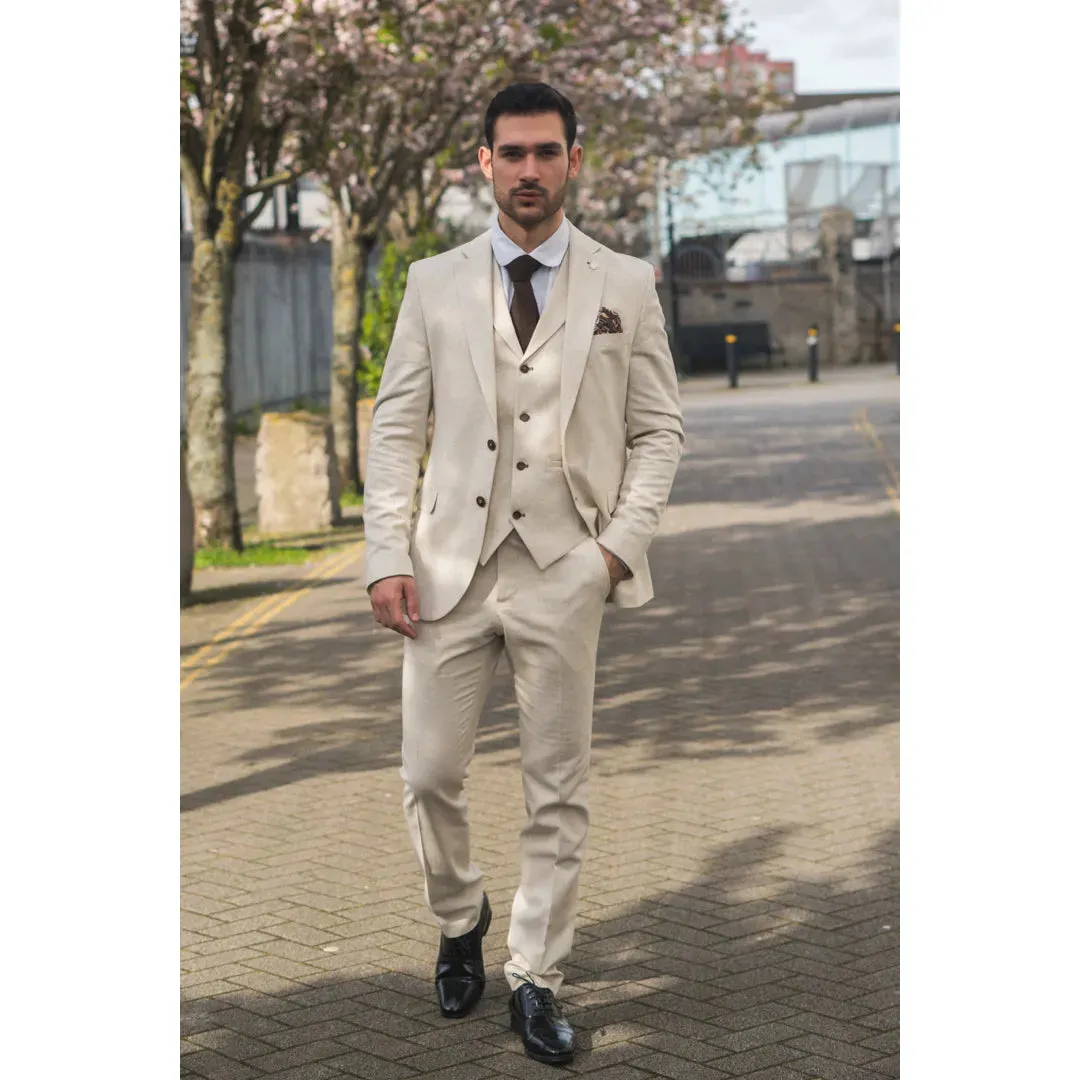 Formal 3 Pieces Mens Suit Flat Linen Notch Lapel Suit(Blazer+Vest+Pants) sold by Mens Event Wear