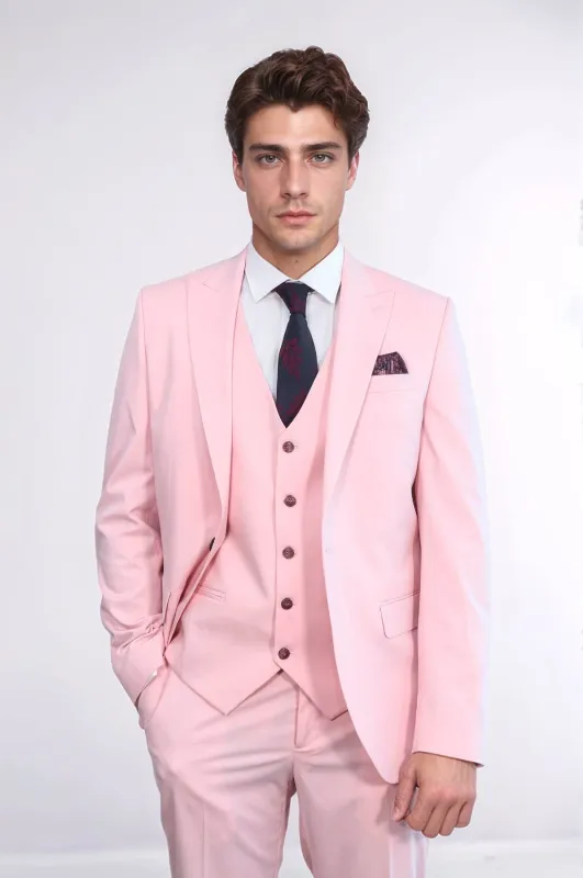 Fashion Men's 3 Pieces Flat Peak Lapel Tuxedos For Party (Blazer+vest+Pants) sold by Mens Event Wear