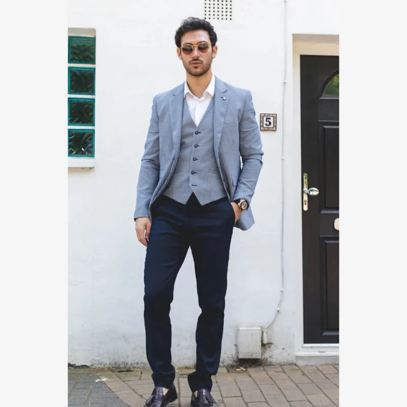 Fashion Men's 3 Pieces Houndstooth Notch Lapel Tuxedos (Blazer+vest+Pants) sold by Mens Event Wear