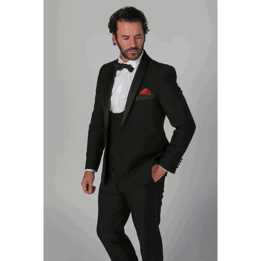 Formal 3 Pieces Mens Suit Flat Shawl Lapel Tuxedos (Blazer+vest+Pants) sold by Mens Event Wear