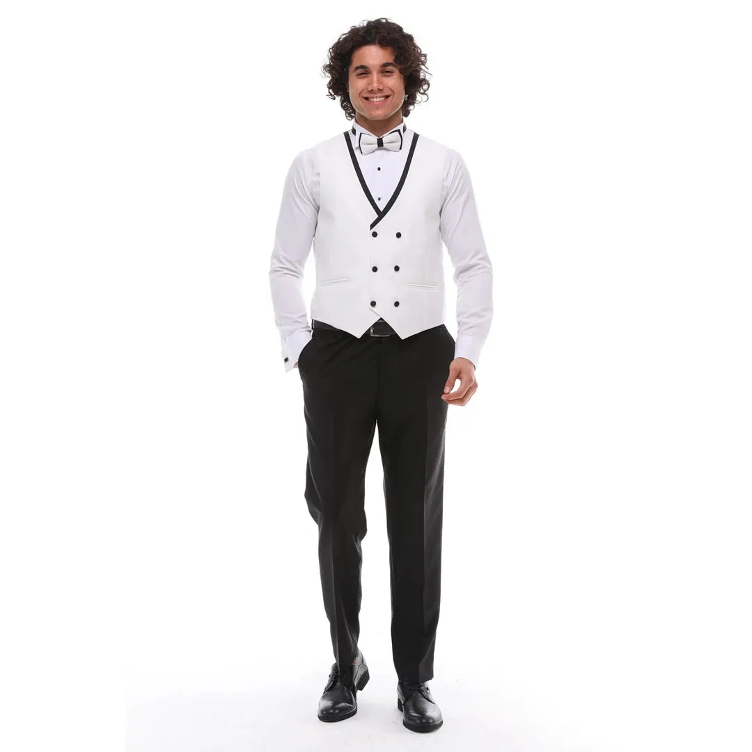 Formal 3 Pieces Mens Suit Flat Shawl Lapel Tuxedos (Blazer+vest+Pants) sold by Mens Event Wear product image thumbnail 2