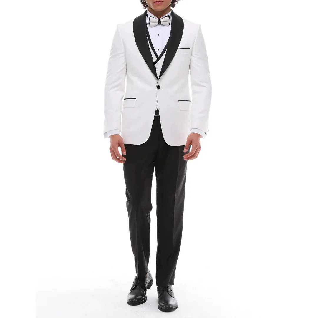 Formal 3 Pieces Mens Suit Flat Shawl Lapel Tuxedos (Blazer+vest+Pants) sold by Mens Event Wear product image thumbnail 5
