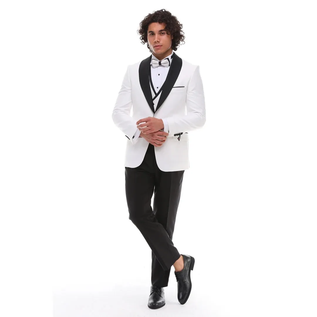 Formal 3 Pieces Mens Suit Flat Shawl Lapel Tuxedos (Blazer+vest+Pants) sold by Mens Event Wear product image thumbnail 4