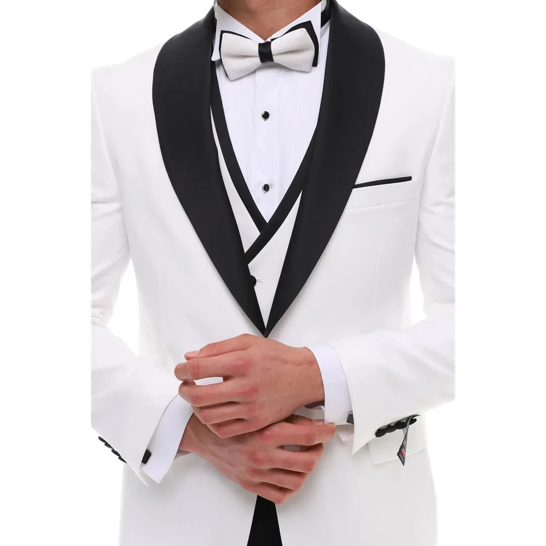 Formal 3 Pieces Mens Suit Flat Shawl Lapel Tuxedos (Blazer+vest+Pants) sold by Mens Event Wear product image thumbnail 3
